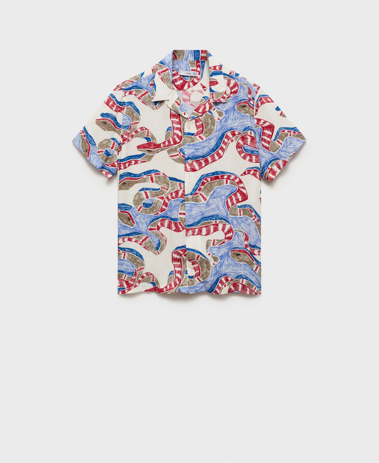 Мужская рубашка Mango Slim-Fit Printed, цвет: Красный — фото 6