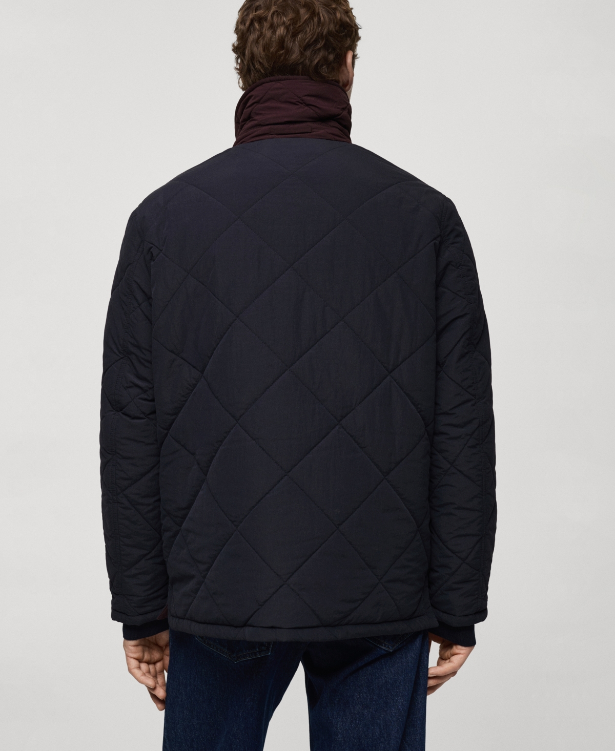 Mango Men's Two-tone Reversible Quilted Jacket In Dark Navy