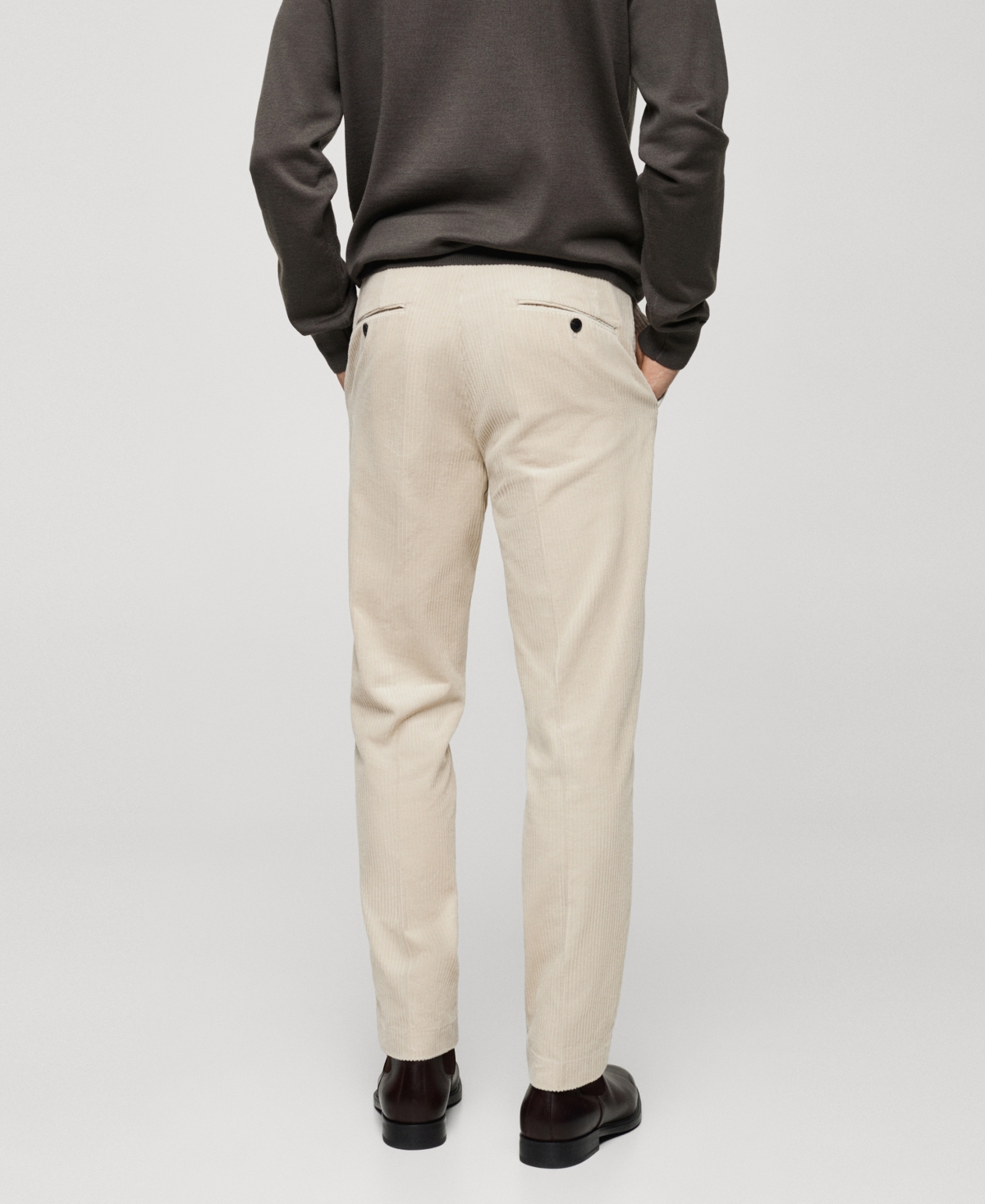 Mango Regular Fit Cotton Corduroy Chinos In Light,pastel Gray