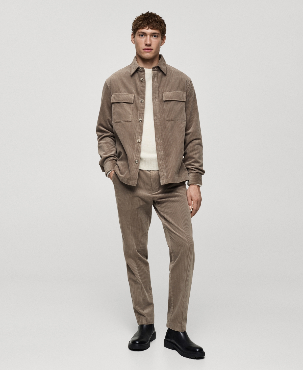 Mango Men's Slim-fit Corduroy Pants In Mink,gray