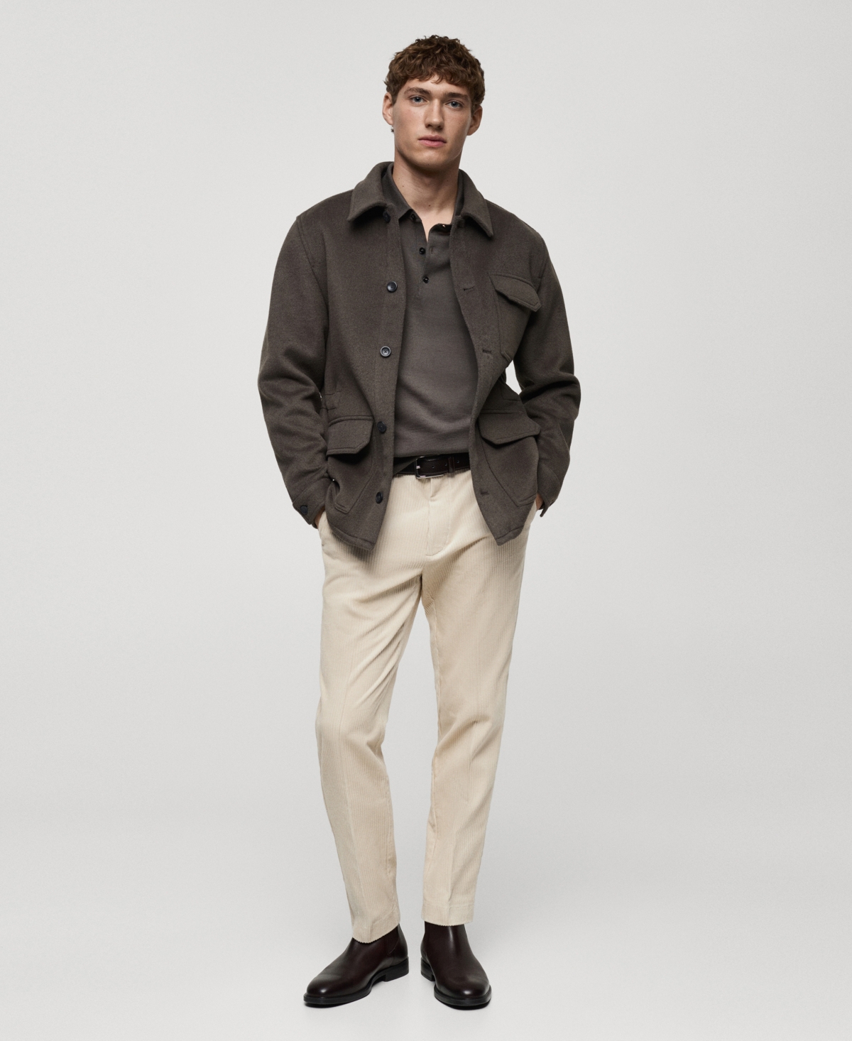Mango Regular Fit Cotton Corduroy Chinos In Light,pastel Gray