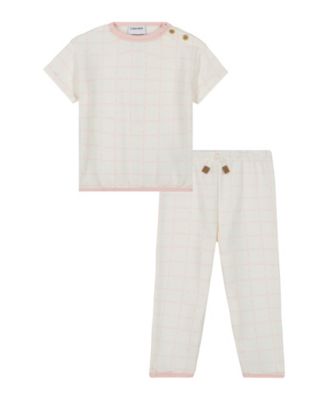 Calvin Klein Baby Girls Logo Print French Terry Tee and Pants 2-Piece Set - Chintz rose Egret 12$