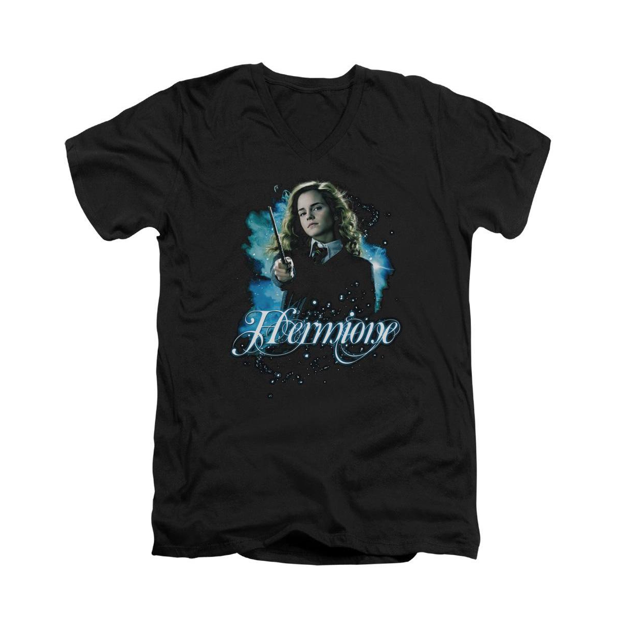 Mens Hermione Ready Short Sleeve Adult V Neck Premium Cotton Tee / T-Shirt - Black