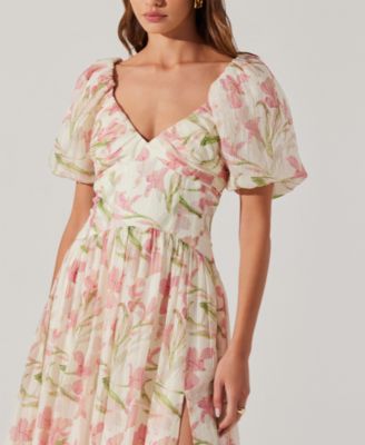 Women's Sasilia Printed Puff-Sleeve Midi Dress