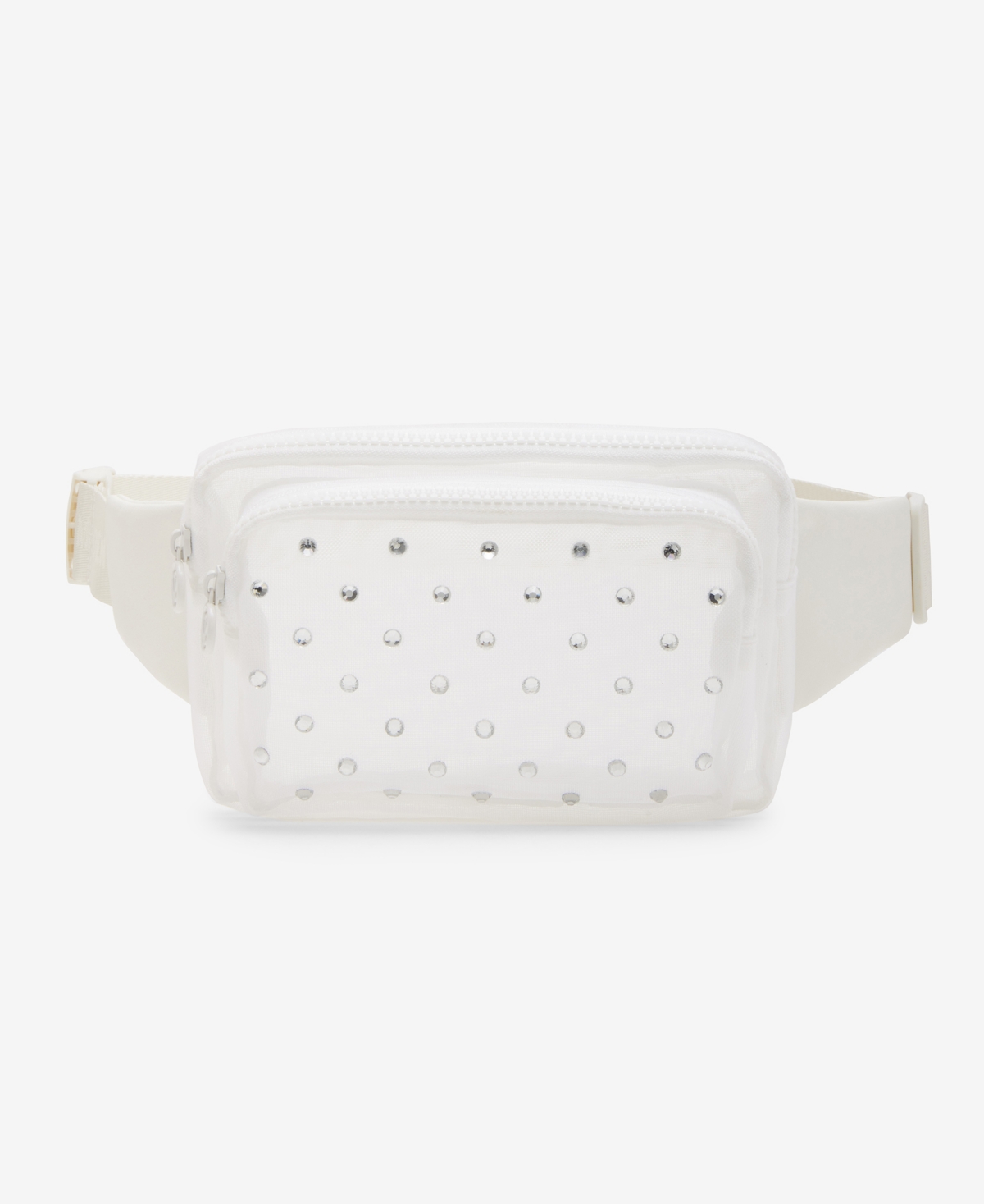 Steve Madden Rhinestone Mesh Fanny Pack In White