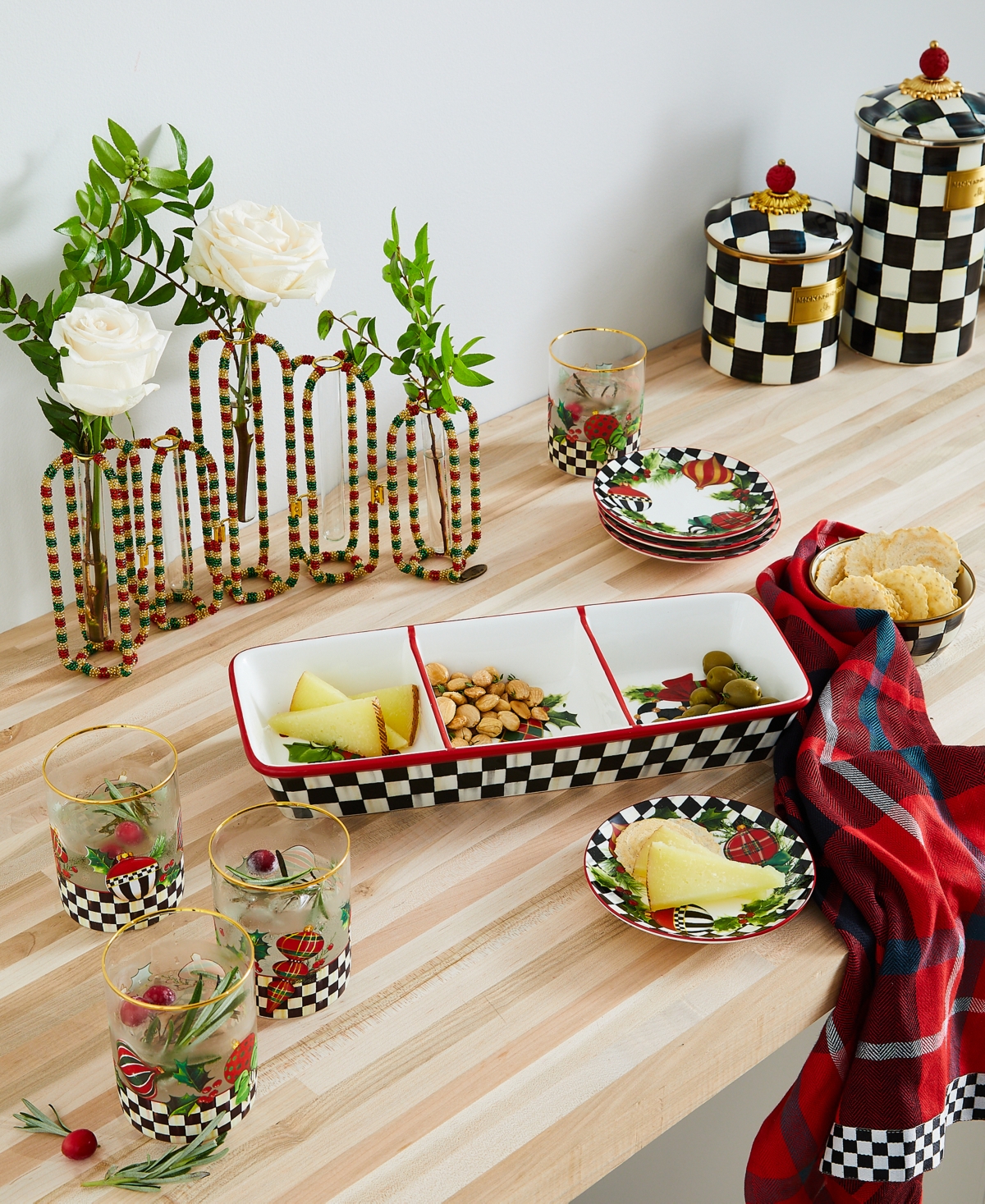 Mackenzie-childs Deck The Halls Trio Server In Multi
