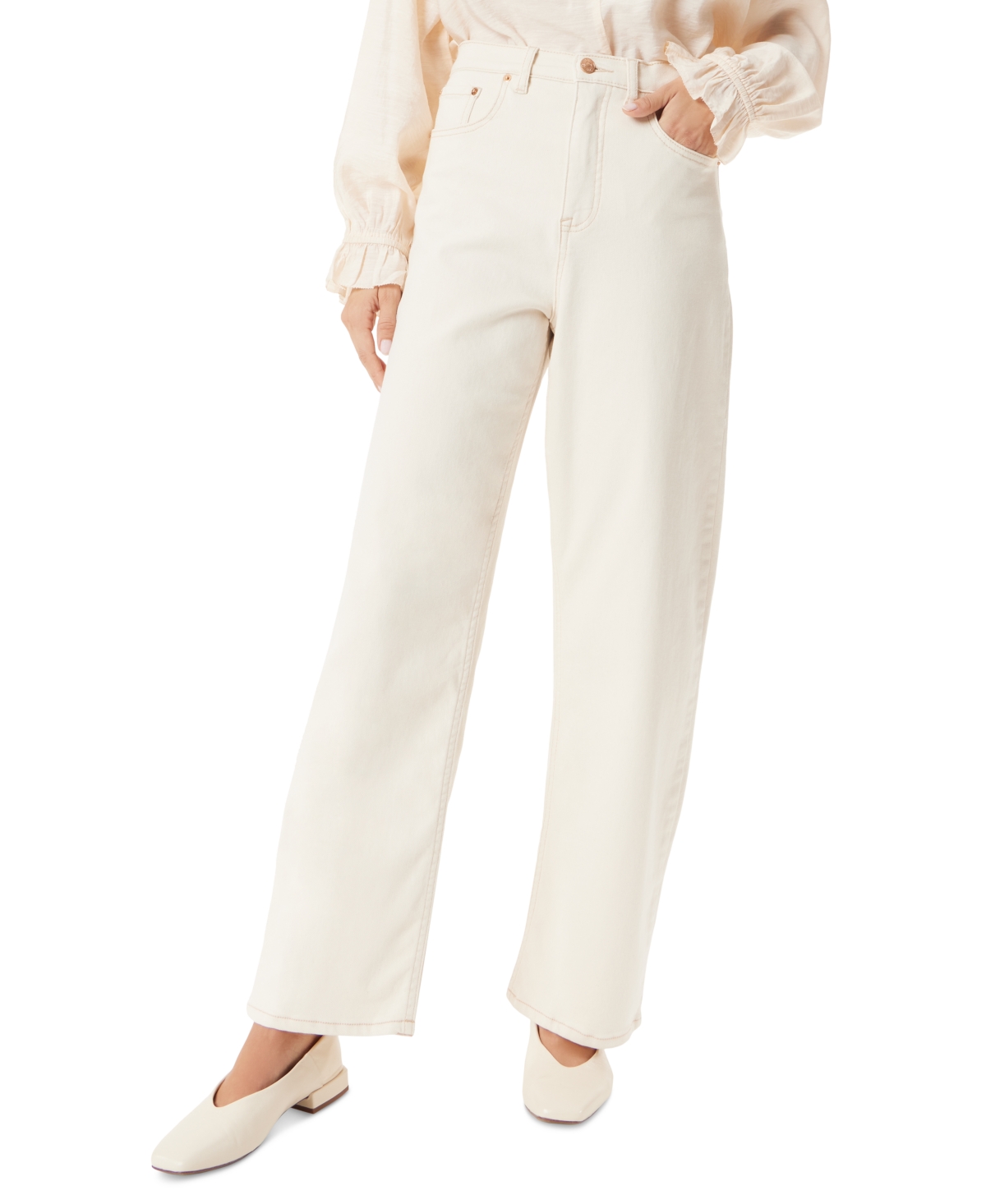 Shop Sam Edelman Women's High-rise Barrel-leg Jeans In Undyed Natural W,seed