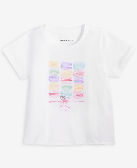 Футболка With Jules Macaron Graphic Tee для девочек, цвет: Белый
