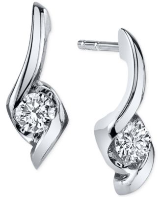 Sirena - Diamond Twist Drop Earrings (1/8 ct. t.w.) in 14k White Gold