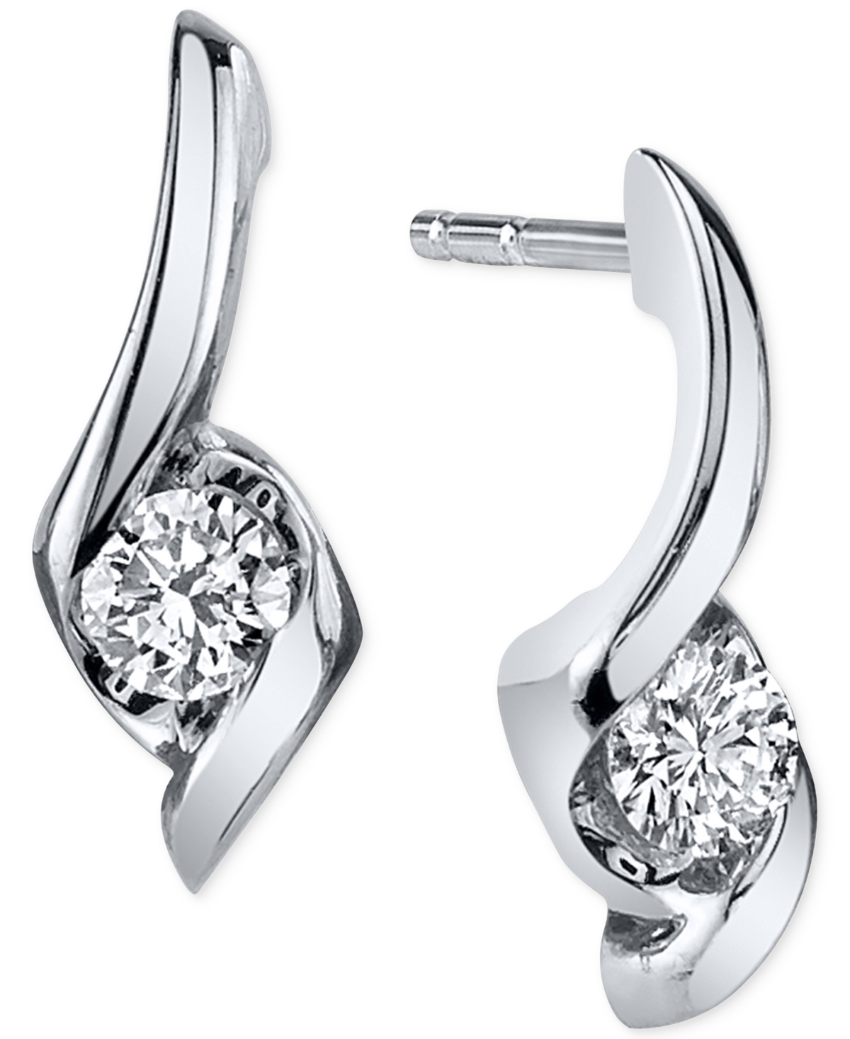 Diamond Twist Drop Earrings (1/8 ct. t.w.) in 14k White Gold