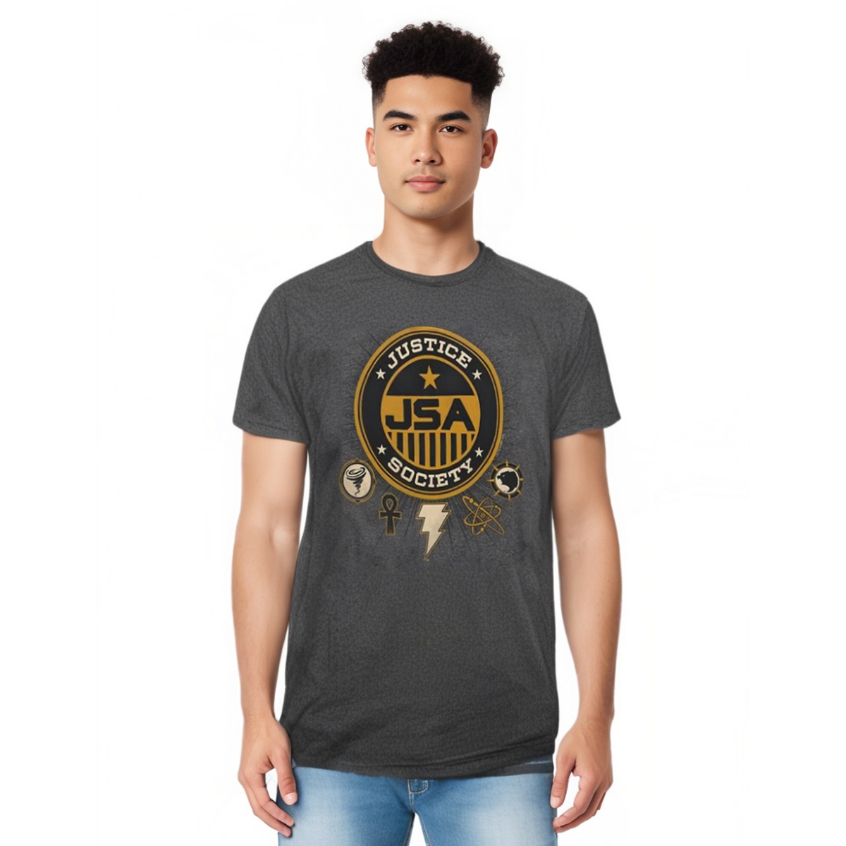 Mens Justice Society Adult Heather Tee / T-Shirt - Charcoal