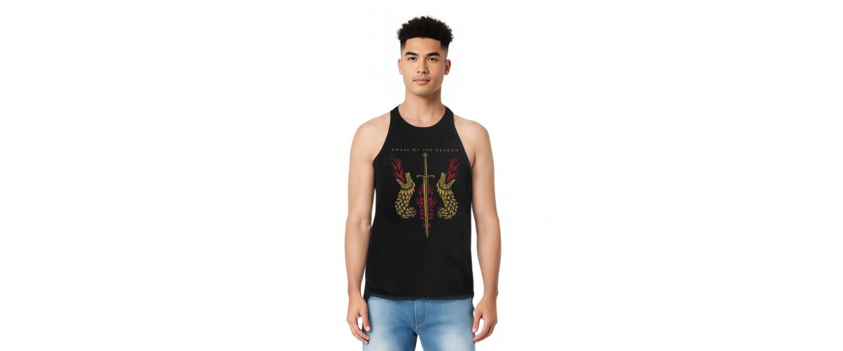 Men's Sword And Dragon Heads Adult Tank Top - Black