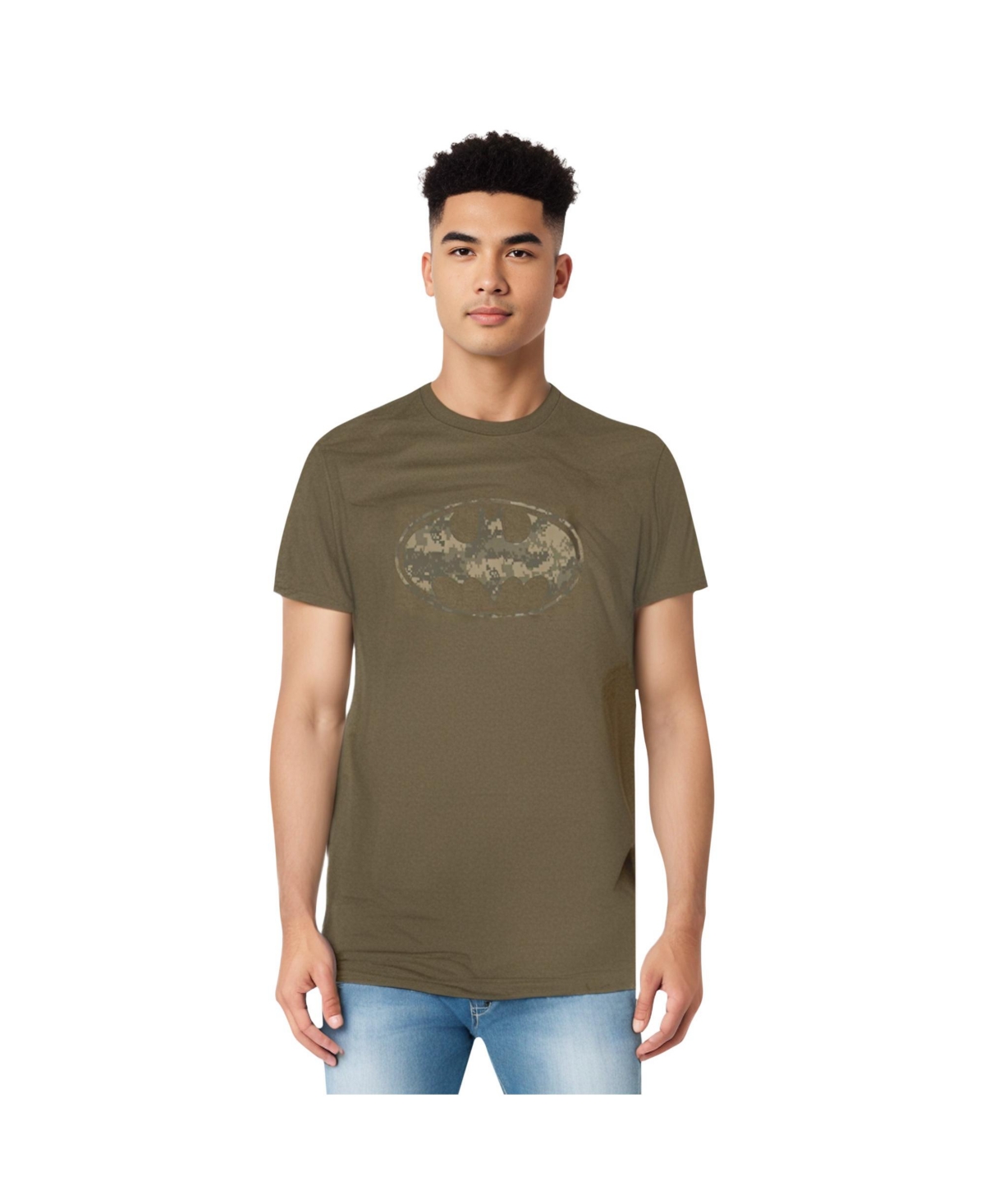 Men's Army Camo Shield Short Sleeve Adult Tee / T-Shirt - Green