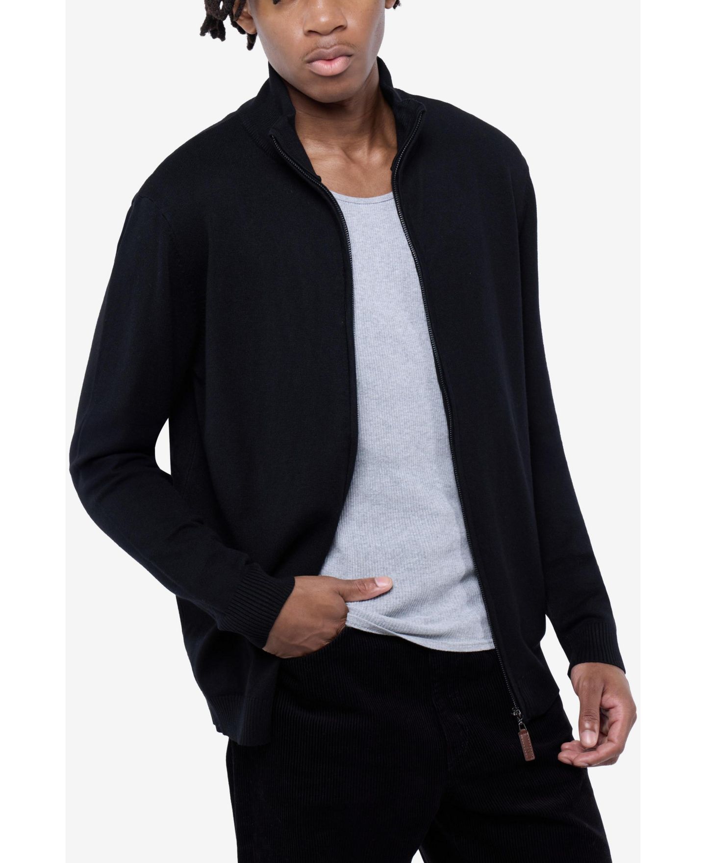 Мужской свитер SPRING + MERCER Full Zip Mock Neck, цвет: Чёрный — фото 5