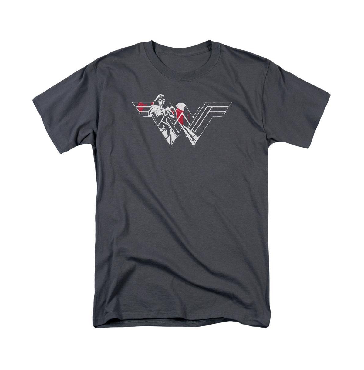 Mens Wonder Woman Splatter Logo Short Sleeve Adult Tee / T-Shirt - Charcoal