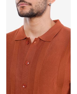 Men's Classic Ribbed Texture Polo Sweater