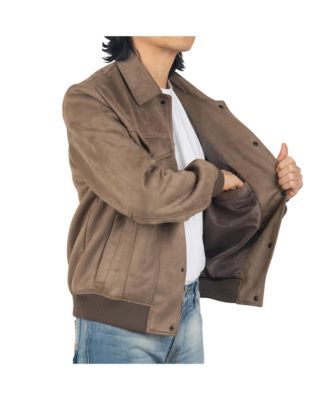 Men's Blake Suede Bomber Jacket – Lightweight Slim Fit Casual Softshell Coat with 5 Pockets