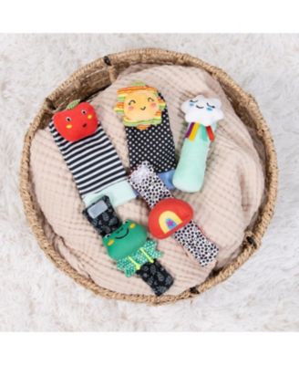 Montessori Baby Rattle Socks and Wrist Rattle Set, 5 Piece