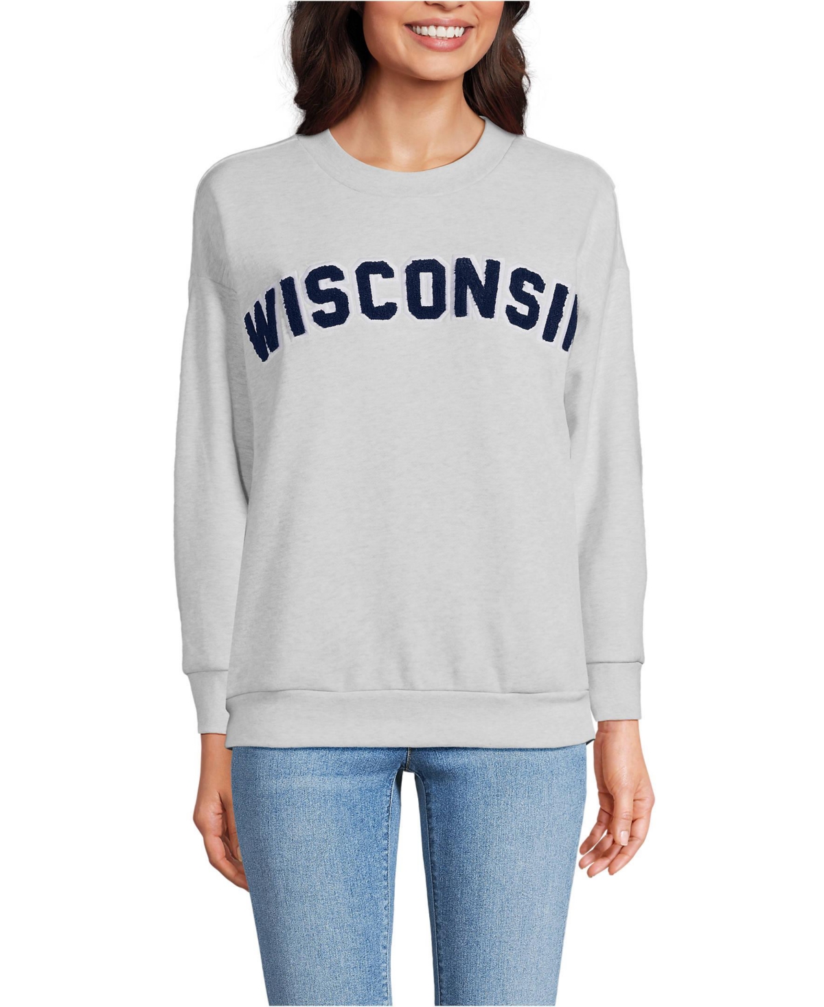 Women's Serious Sweats Oversized Long Sleeve Crew Neck Sweatshirt - Set Top - Wisconsin