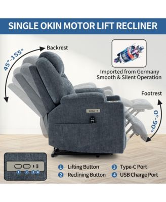 Power Lift Recliner Chair, Heavy Duty, 350 LBS Capacity, Dual Motor, Massage & Heating, USB & Type-C Ports