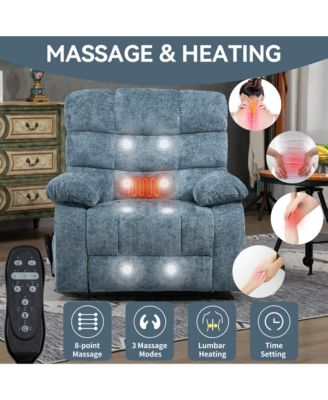 Lift Recliner Chair Heat Massage Dual Motor Infinite Position Up to 350 LBS Large Electric Power Lift Recliners with Power-Remote