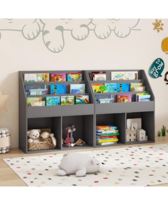 Kids Wooden Bookshelf Bookcase Children Toy Storage Cabinet Organizer