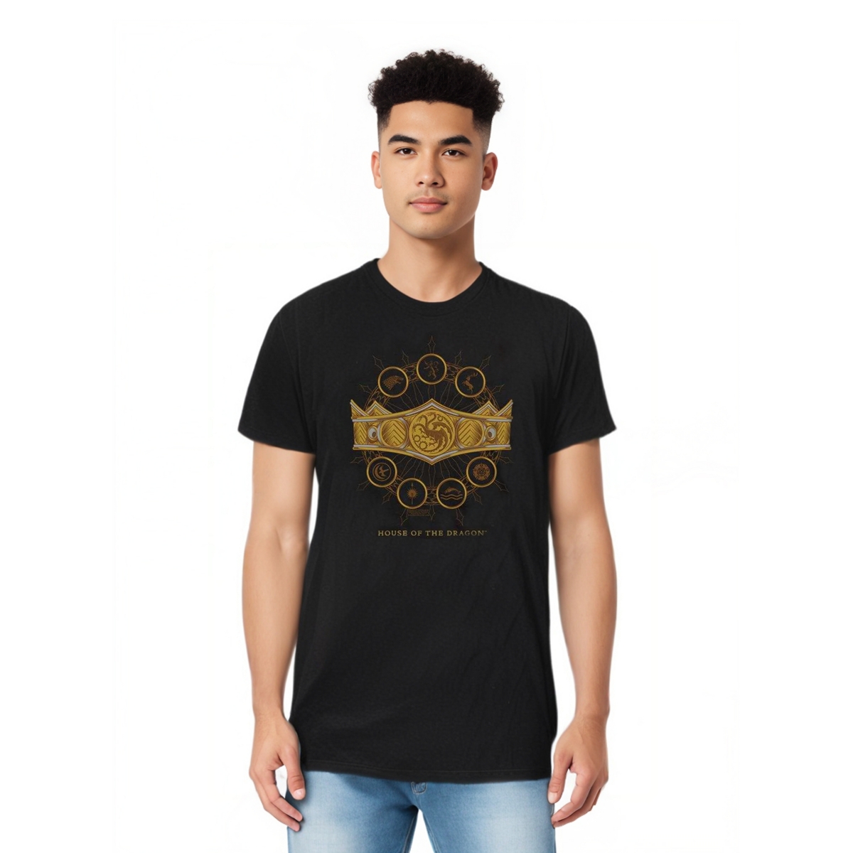 Mens Crown Short Sleeve Adult Tall Tee / T-Shirt - Black