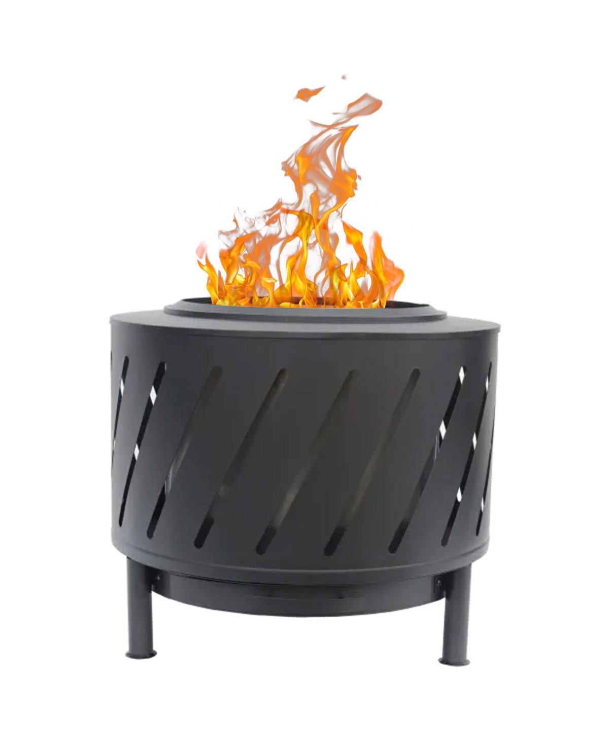 24" Round Steel Smokeless High Temperature Firepit, Black