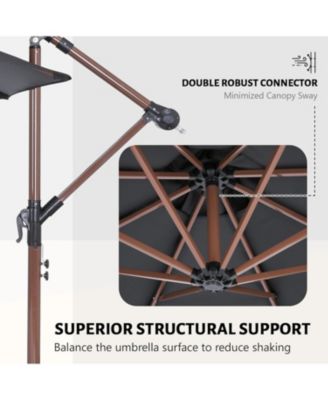 10ft Solar Offset Patio Umbrella With 8 Ribs and 32 Led Lights Cantilever Hanging Outdoor Umbrella Crank w/easy Tilt Adjustment & Uv Protection Suitable For Gardens, Lawns, Decks, Backyards, Black