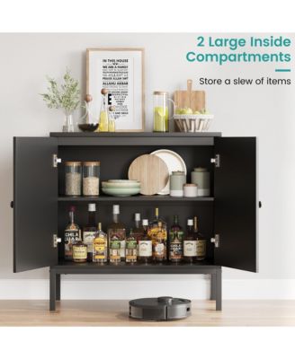 Rattan Buffet Cabinet, Sideboard Cabinet with Adjustable Shelves