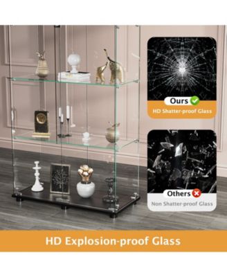 Black 31.7 in. W Display Cabinet with 2 Doors for Living Room Bedroom Office