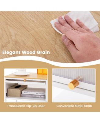 Nightstand with Flip up Door Storage Shelf