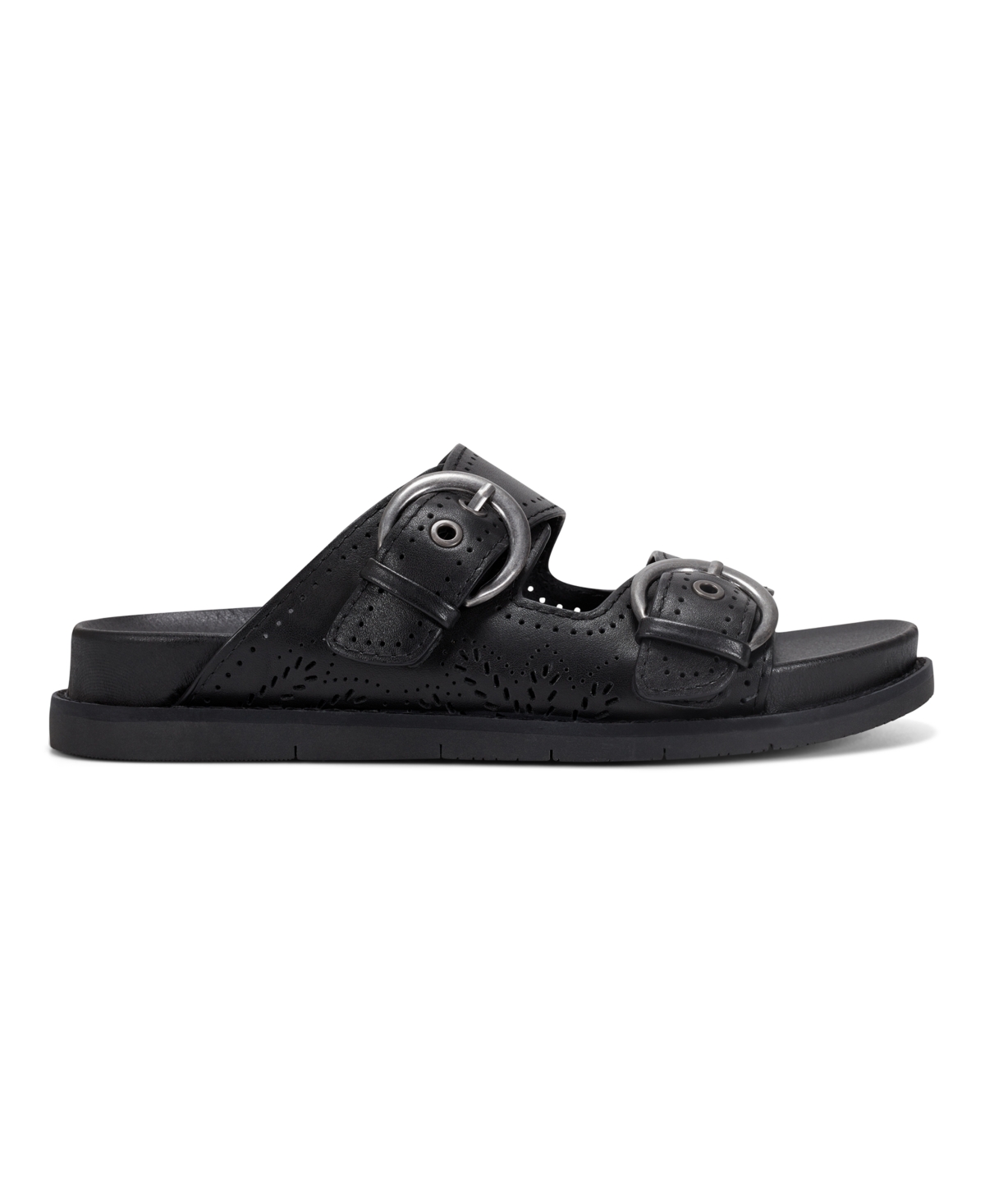 Shop Earth Women's Francii Double Band Flat Slip-on Sandals In Black Leather