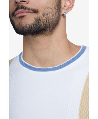 Men's Jacquard Crew Neck Short Sleeve Sweater