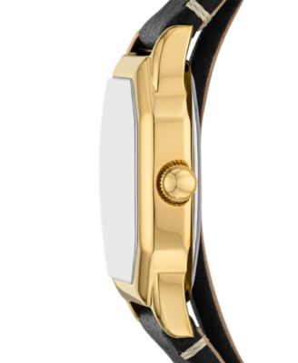 Women's Harlow Three-Hand Black Leather Watch, 27mm