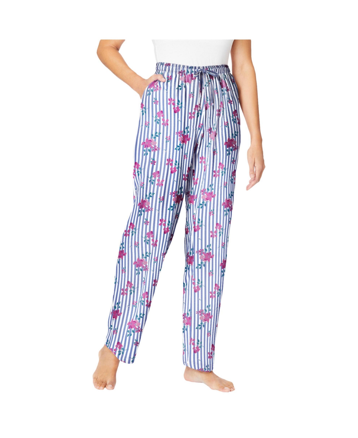 Plus Size Knit Sleep Pant - Raspberry stars