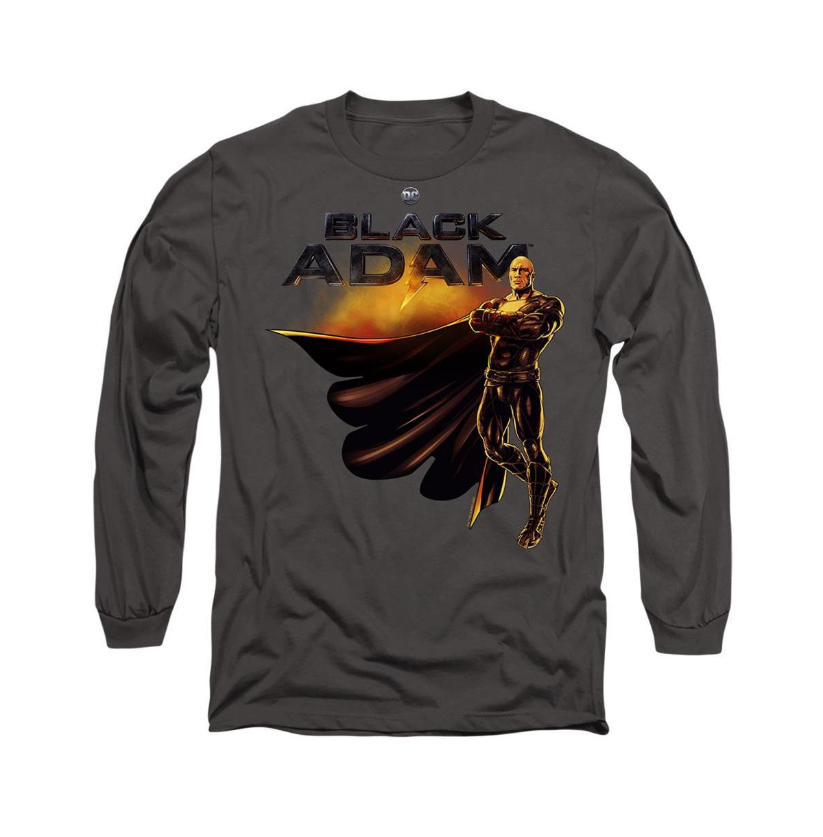Men's Logo With Character Long Sleeve Adult Tee / T-Shirt - Charcoal