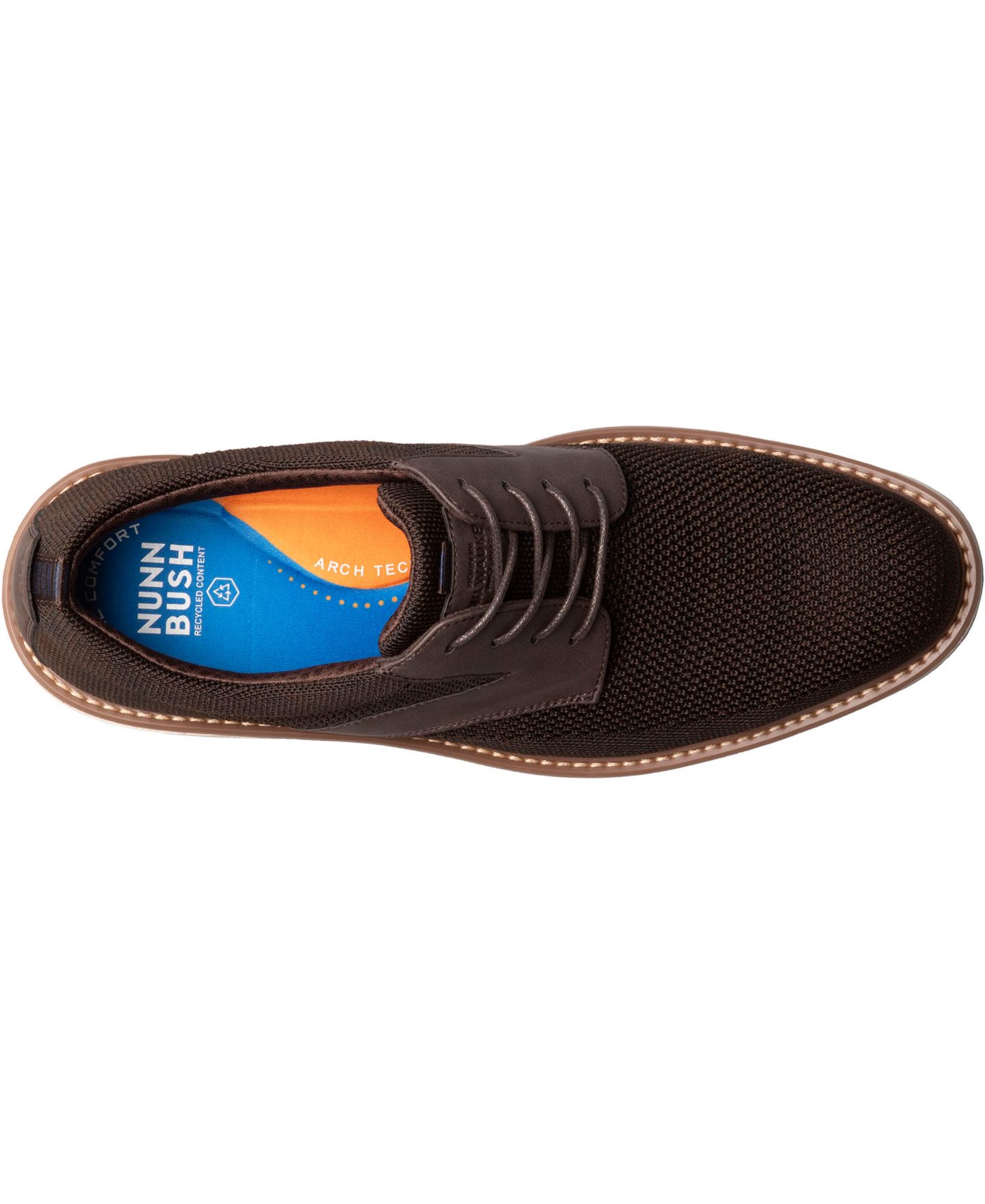 Nunn Bush Men's Griff Knit Plain Toe Oxford, цвет: Коричневый — фото 4