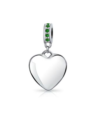 Sterling Silver Red Crystal Accent Bale Heart Shape Dangle Charm Bead for Bracelet