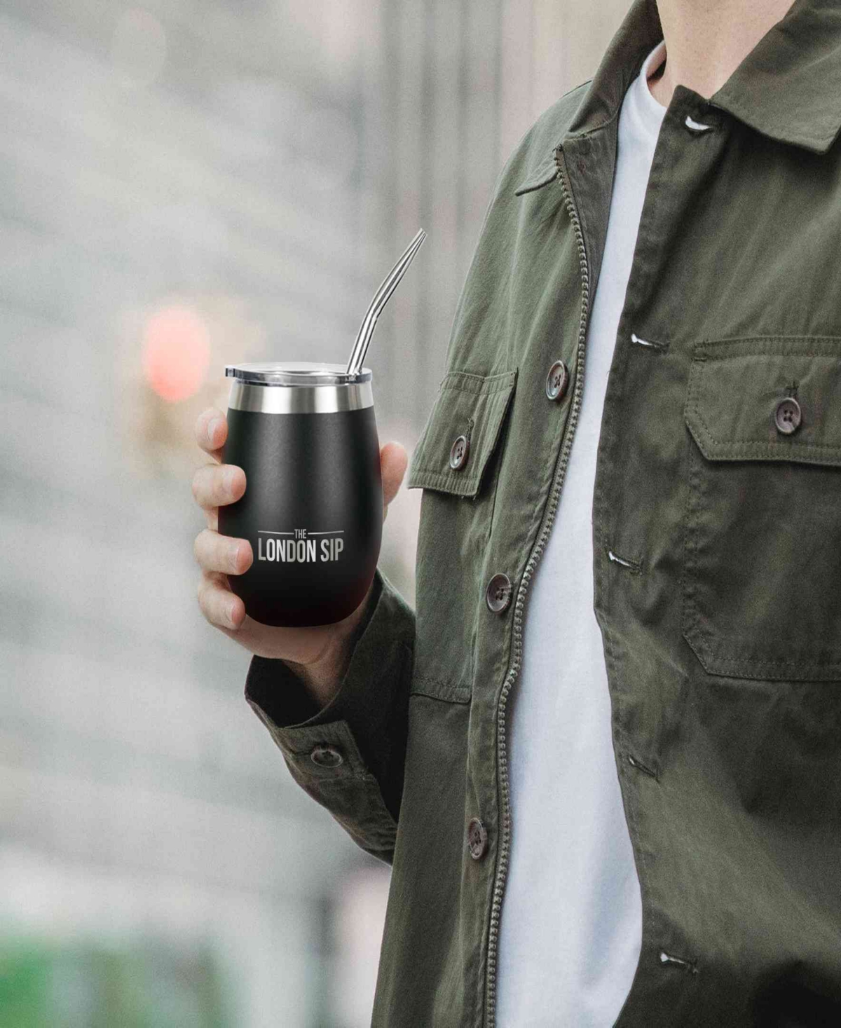 London Sip 8 Oz. Yerba Mate Cup Bombilla Straw In Black