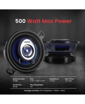 Two-Way Speaker System, 3.5'' Coaxial, 120W Max, Blue Cone