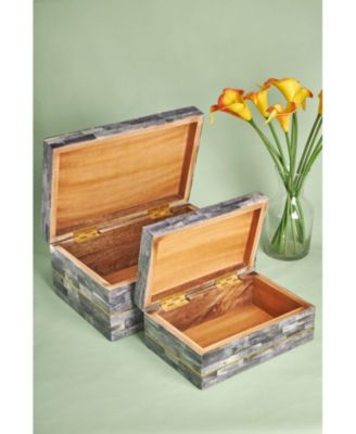 Monaco Gray Decorative Boxes, Set of 2