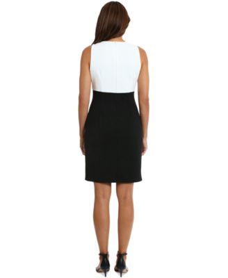 Petite Bow-Trim Colorblocked Sheath Dress