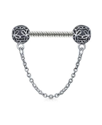 Double Daisy Clasp Spacer Charm Floral Bouquet Safety Chain Bead Bracelets