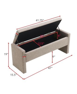 Modern Upholstered Bed End Bench with Storage