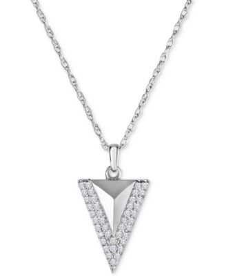 Macy's - Diamond Pav&eacute; Triangle 18" Pendant Necklace (1/4 ct. t.w.) in Sterling Silver