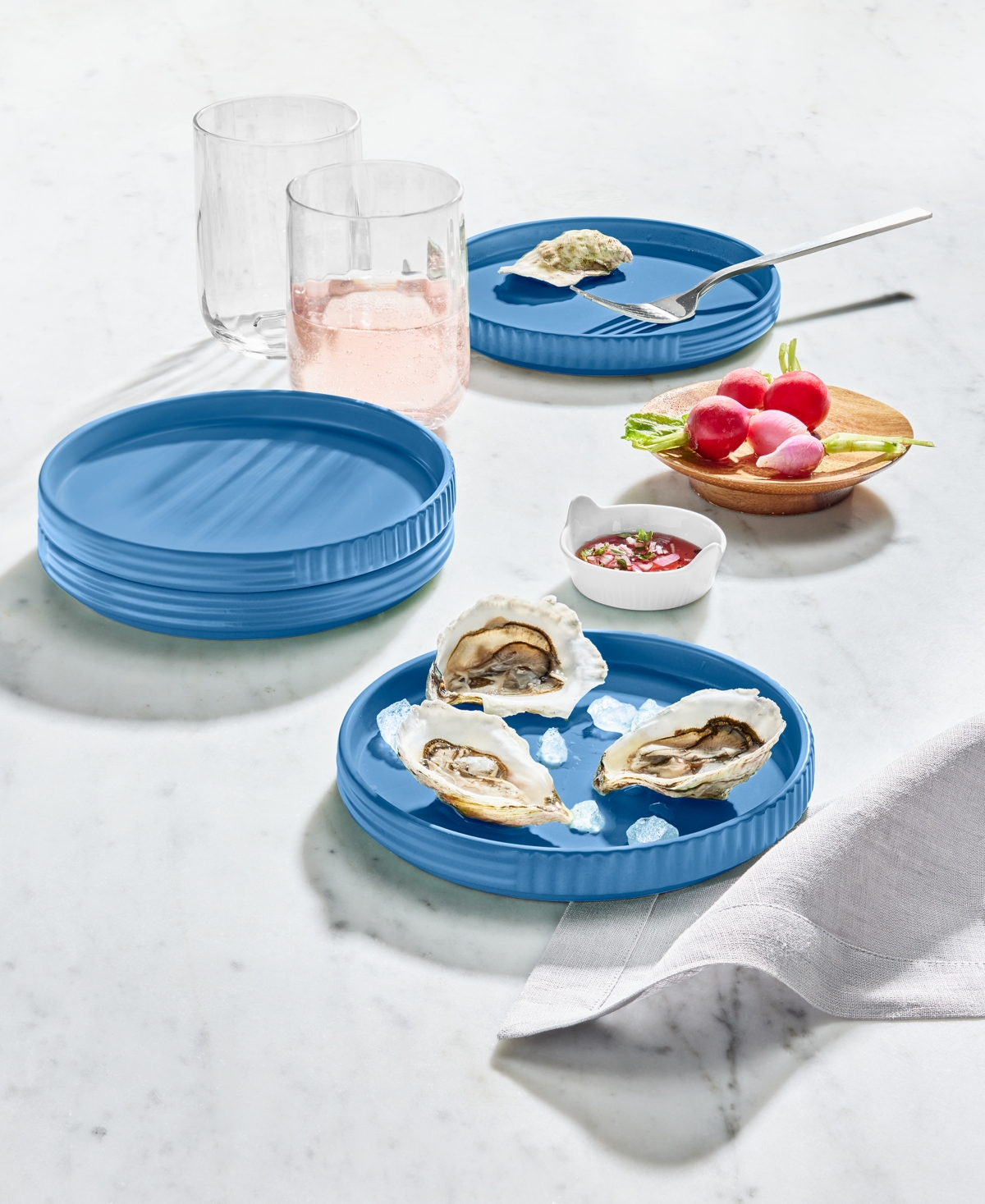 The Cellar Aaden Textured Appetizer Plates, Set Of 4, Exclusively At Macy's In Blue