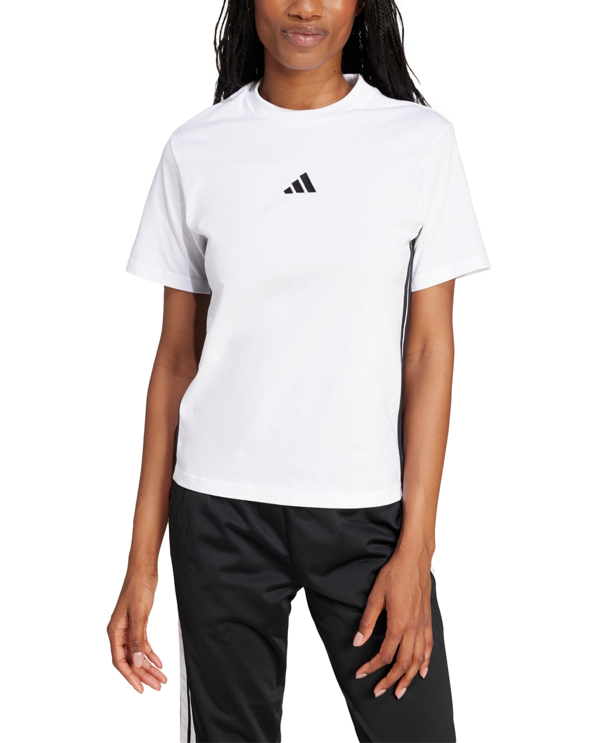 Adidas Originals Adidas Aeroready Train Essentials 3-stripes Tee In White And Black In White,black
