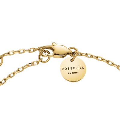 Crystal Letter Bracelet In 14K Yellow Gold Plated Stainless Steel