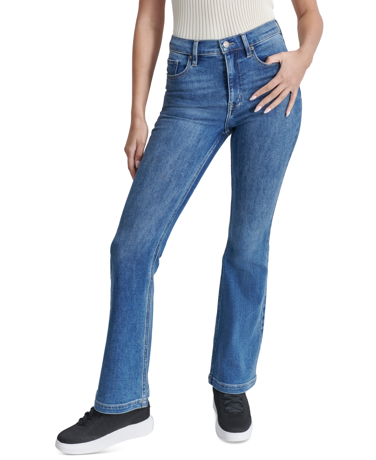 DKNY JEANS WOMEN'S HIGH-RISE FLARE-LEG ANKLE JEANS 